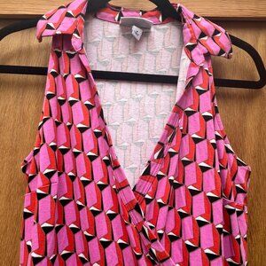DVF Hot Pink Geometric Shape Jumpsuit Size M